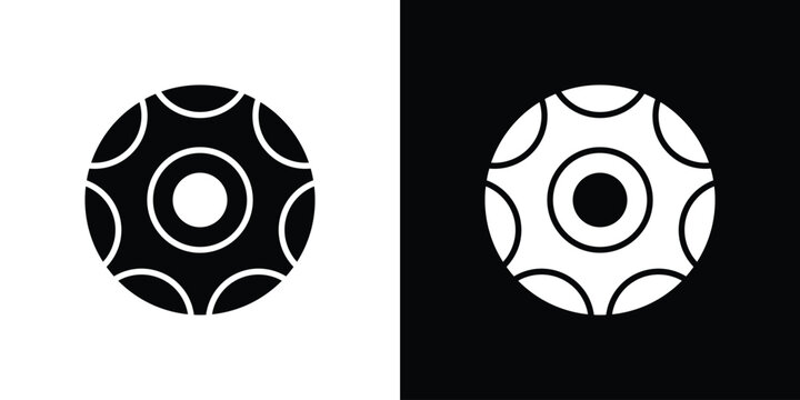 Poker chip icon silhouette design collection in black and white for web