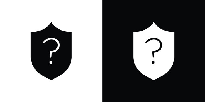 Shield interrogation icon silhouette design collection in black and white for web