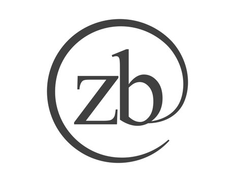 ZB logo from two letter with circle shape email sign style. Z and B round logotype of business company