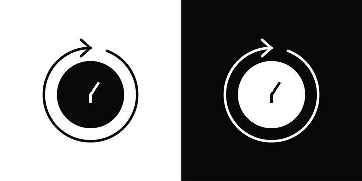 Time forward icon silhouette design collection in black and white for web