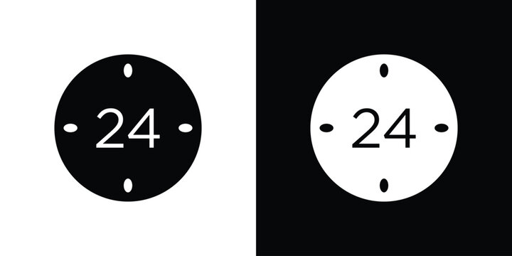 Time twenty four icon silhouette design collection in black and white for web
