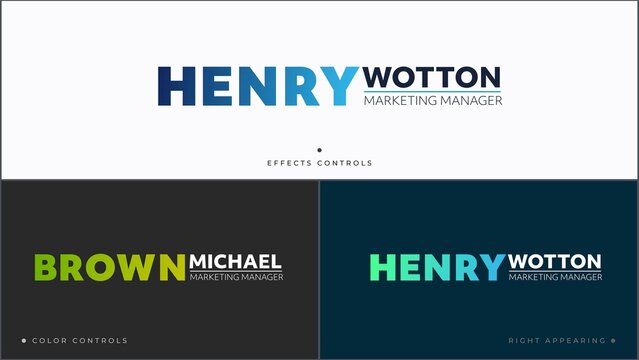 Gradient Bold Name Titles Right Appearing