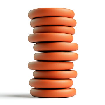 Stacked Rings: A precise stack of ten identical orange rings, symbolizing balance and organization, presented against a clean backdrop.