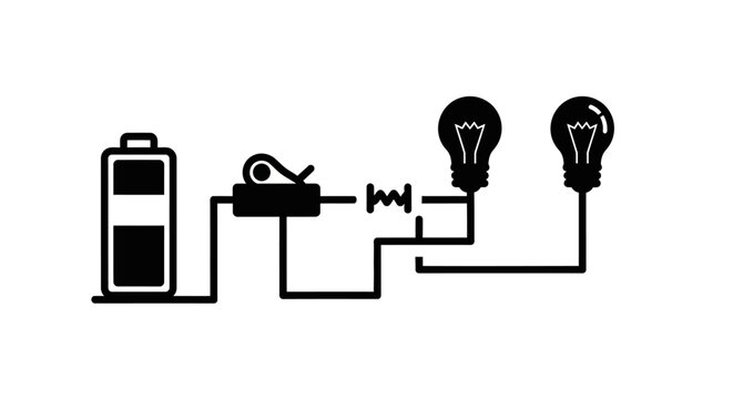 Simple electrical circuit diagram with battery switch and two light bulbs