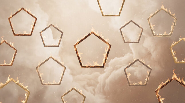 abstract light background with flame pentagons