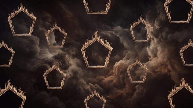 abstract dark background with flame pentagons