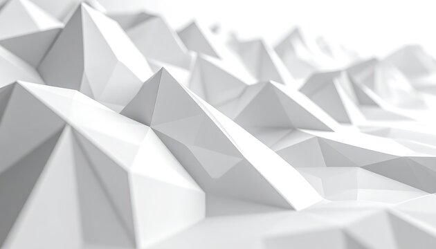 A minimalist abstract white geometric background with sharp polygonal shapes and a shallow depth of field.