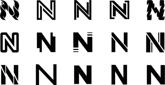 Abstract art features various N shapes cut out in black.