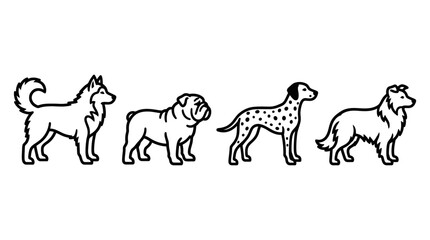 Diverse Dog Breeds Line Art Illustration © Swtiawan