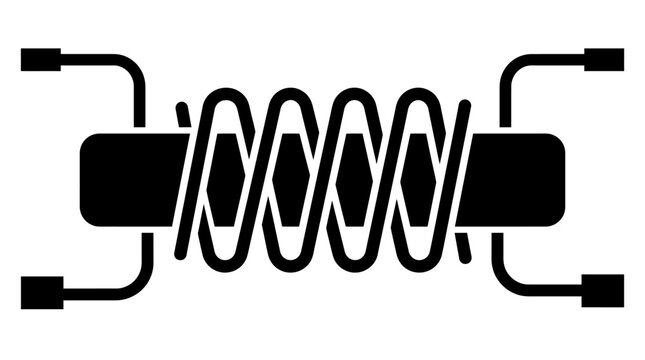 Black and white line drawing of an electrical fuse or circuit protector with internal spring coil and terminal ends
