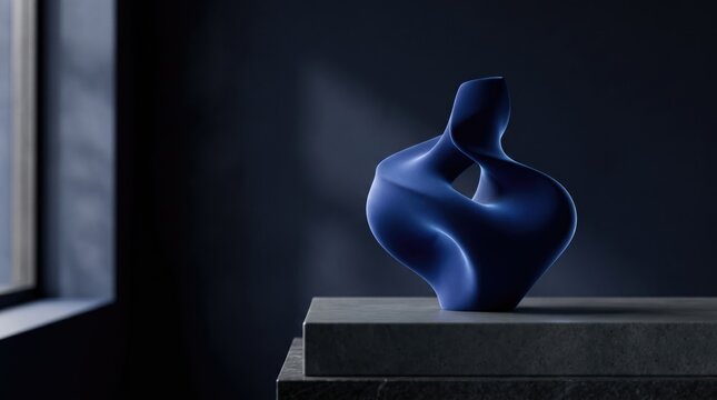 World Lung Cancer Day abstract background Design 2026 Blue abstract ceramic vase with unique intertwined design on a shelf illustration