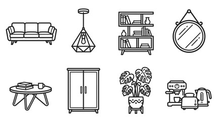 Home Furniture and Decor Icons Set © tenor