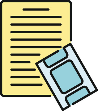 Document and film strip illustrating the concept of script writing and filmmaking