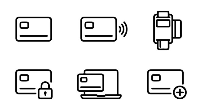 Credit Card Icons, Payment Methods, Digital Wallet, Secure Transactions, Vector Set