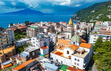 Obraz premium Aerial view if the town of Vico Equense, Campania, Italy