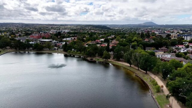 Up from lakeshore of Ballarat city in regional Victoria &ndash; lake Wendouree waterfront.