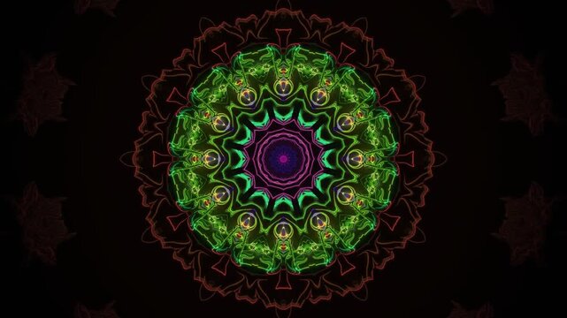 Colorful mandala design with intricate shapes and patterns