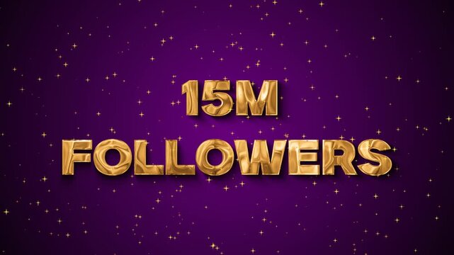 Gold 15 Million Followers Text With Sparkles social media