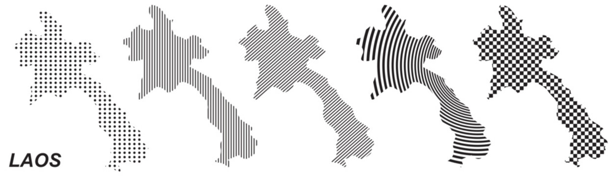 Laos map infographic design element, black abstract geometric pattern style Laos country landscape outline shape vector illustration