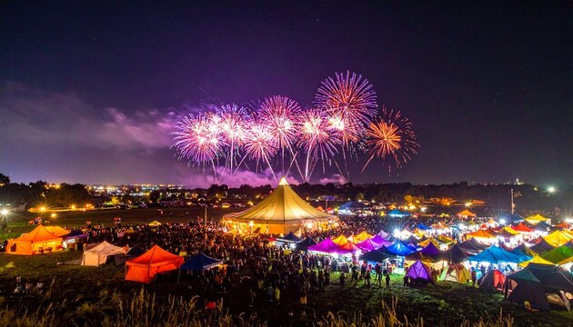 Festival Night Market with Fireworks