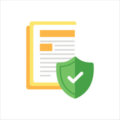 Document file protected by green security shield with checkmark icon document security protection verified business illustration checkmark approved management information encryption © MDMARUF