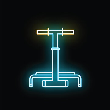 Knee walker neon light glowing, representing mobility, aid, and rehabilitation