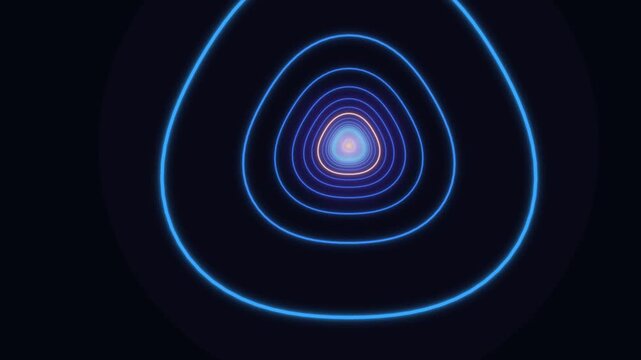Abstract light tunnel with glowing lines in dark space