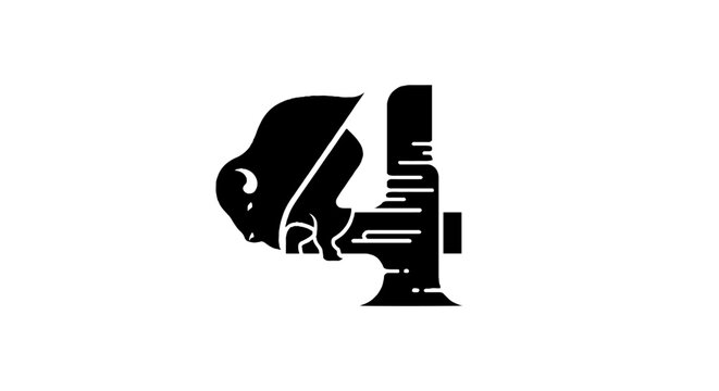 Black and white buffalo and lighthouse logo design.