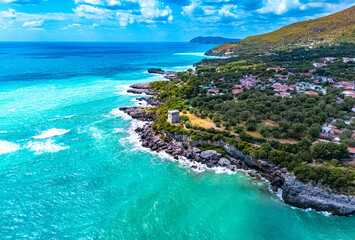 Naklejka premium The coast near the town of Marina di Camerota, Campania, Italy