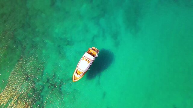 Aerial Drone View of Protaras Cyprus, Luxury Beachfront Hotels, Golden Sandy Beach and Crystal Clear Mediterranean Sea