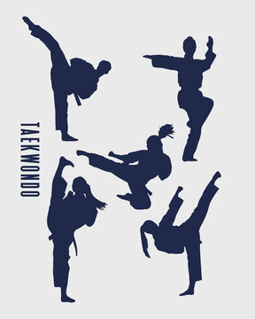 Martial Arts Fighter Silhouettes Set