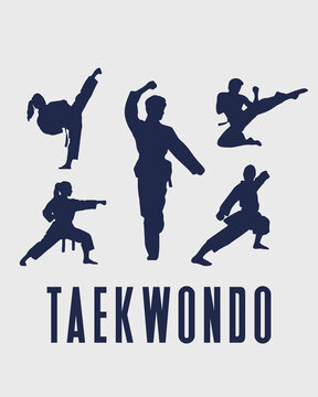 Martial Arts Fighter Silhouettes Set