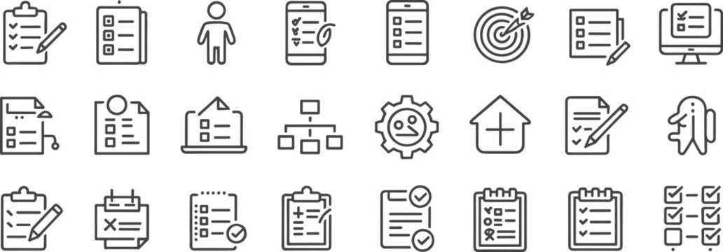 Collection of Outline Icons for Planning and Tasks