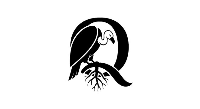 Elegant bird and tree roots logo design.