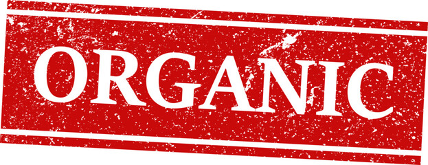 Fototapeta premium Distressed red rubber stamp with the word organic isolated on white background commercial use