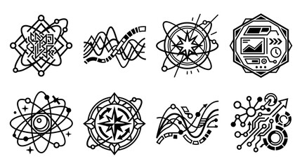 Abstract Geometric Science and Technology Icons Set © vino