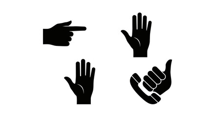 Obraz premium Set of Black Hand Gestures Icons on White Background