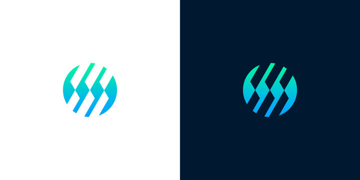 Modern Abstract Circular Logo Design with Gradient Blue and Green Parallel Lines for Corporate Branding