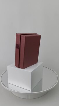 Vertical 4K Premium Ribbon Pink and Maroon Gift Box Showcase Clockwise