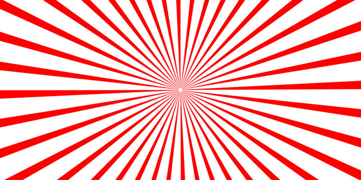 Red Radial Sunburst Pattern : Bold Retro Geometric Rays Background Design
