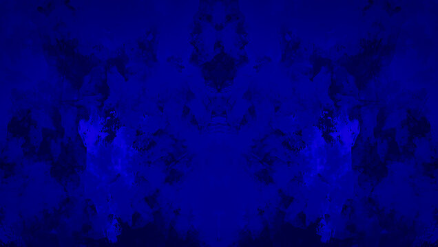 Patr&oacute;n abstracto sim&eacute;trico en tonos azules manchas de tinta utilizadas en psicolog&iacute;a.