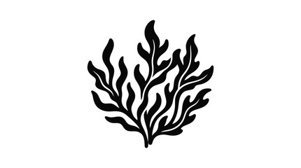 Coral Silhouette Against A White Background Marine Invertebrate Illustration © Siam