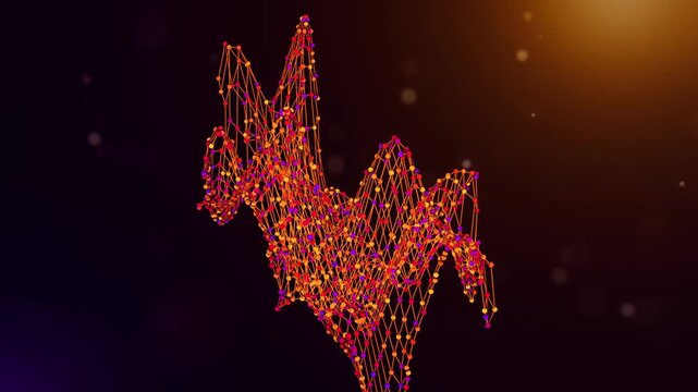 Dynamic Luxembourg map reveal animation formed by connected neural network lines and colorful nodes over a purple orange bokeh background, symbolizing AI, data, and digital transformation.