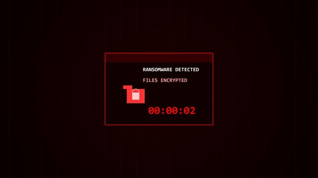 Cyber Security Ransomware Attack Countdown Animation on Dark Screen