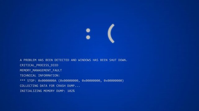 Blue Screen of Death Computer System Crash and Reboot Loop