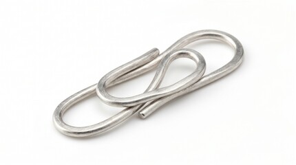 Naklejka premium Metal paperclip, silver link, office supply, stationery item, desk accessory