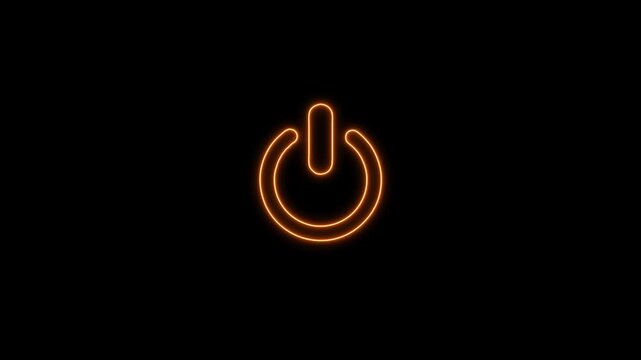 Glowing neon power button icon animation. Switch startup neon turns on off button animation. 4k animation video 