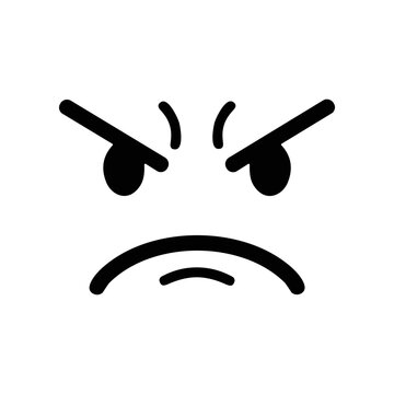 Angry face emoticon with eyebrows.