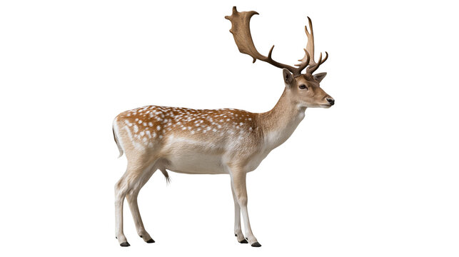 Fallow deer buck with large antlers standing