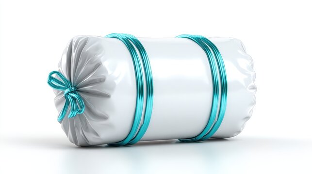 An aesthetically pleasing image of a wrapped object secured with a turquoise ribbon, symbolizing anticipation, surprise, joy, and the excitement associated with gift-giving and special occasions.